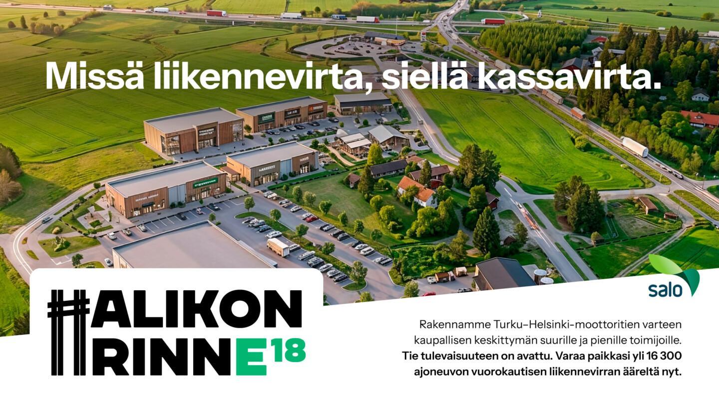 Salon Halikonrinteestä rakennetaan kaupallista keskittymää E18-moottoritien varrelle